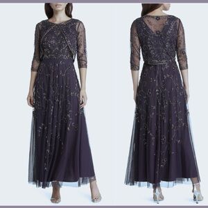 Pisarro Nights Eggplant Beaded Maxi Dress
